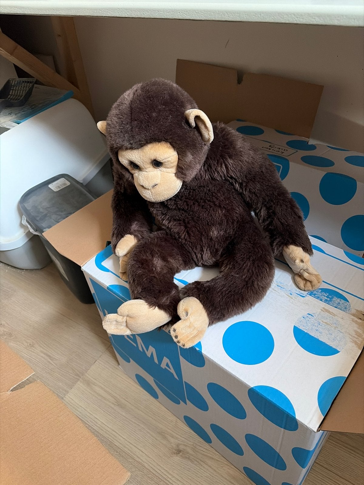 Grote pluche aap - knuffel, Ophalen of Verzenden, Zo goed als nieuw, Middelgroot (20 tot 80 cm), Bruin