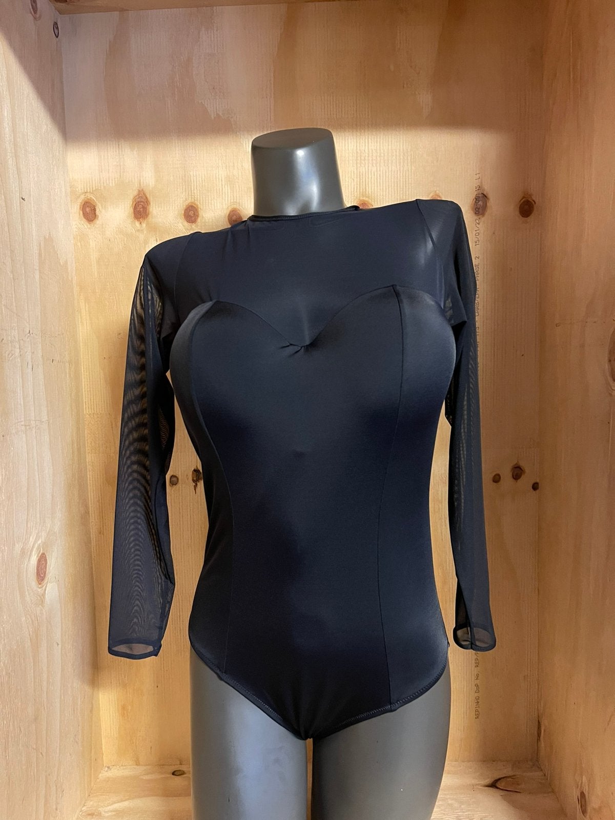 Panache badpak maat 70h - 70i - 75j met mesh mouw, Kleding | Dames, Verzenden, Nieuw, Zwart, Badpak