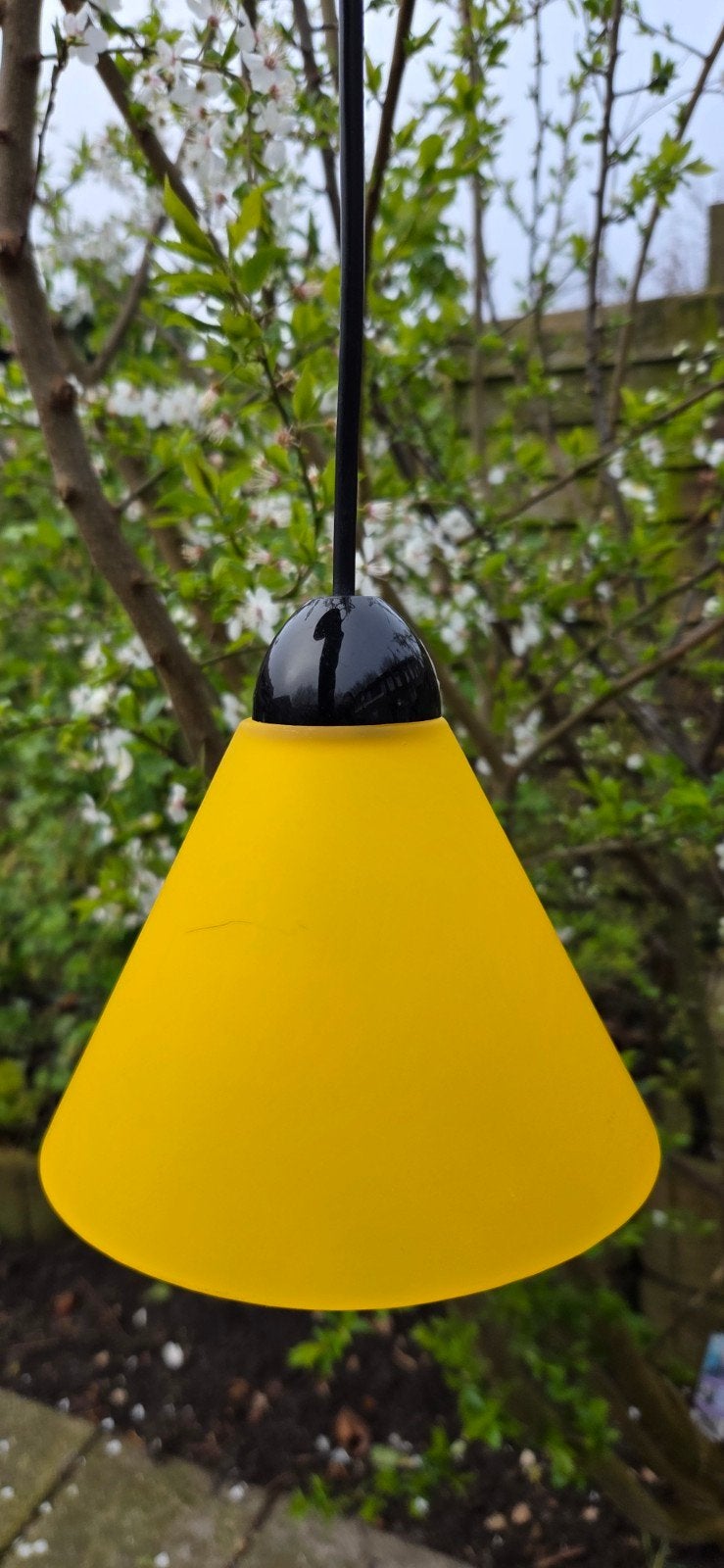 Vintage glazen hanglamp, Gebruikt, Ophalen of Verzenden, Glas, Minder dan 50 cm