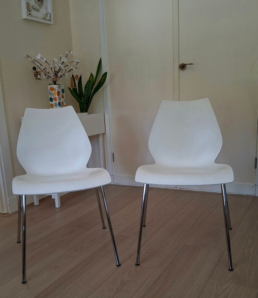 Twee design stoelen , wit, van Kartell. Type Maui., Ophalen, Gebruikt, Wit, Twee