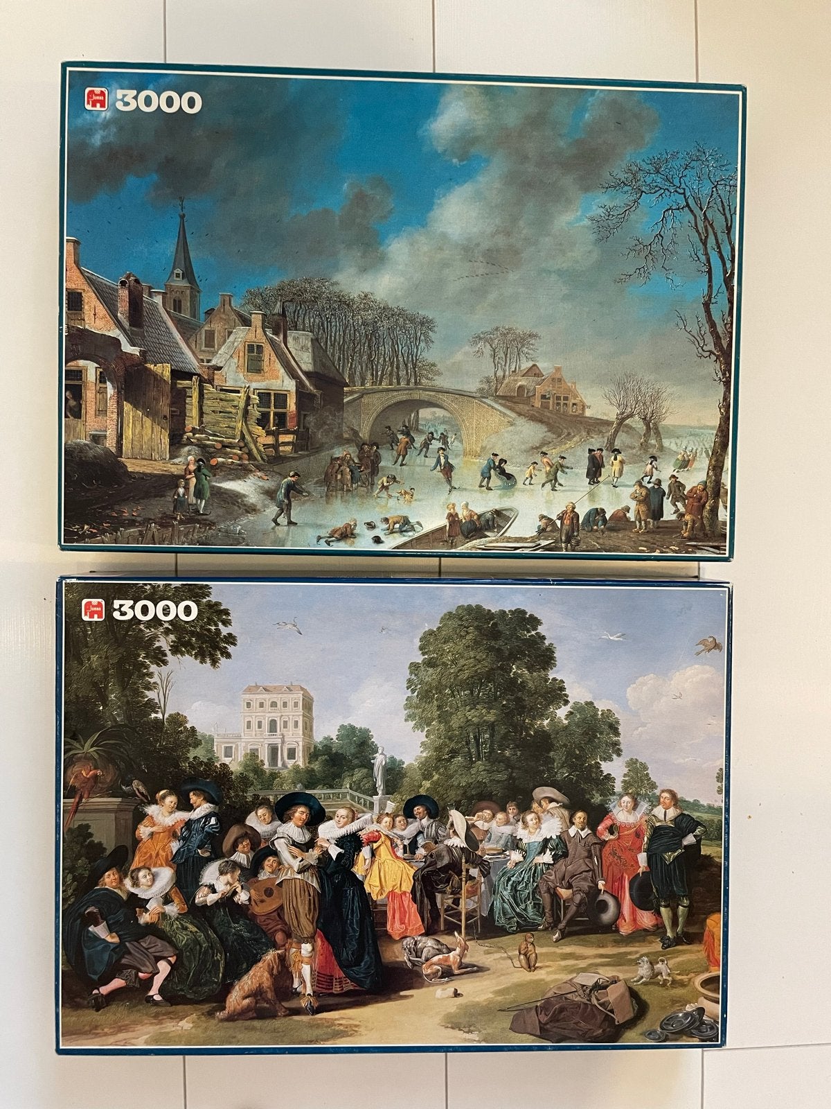 2 vintage Jumbo 3000 stukjes puzzels: IJspret & Buitenpartij, Hobby en Vrije tijd, Ophalen of Verzenden, Meer dan 1500 stukjes