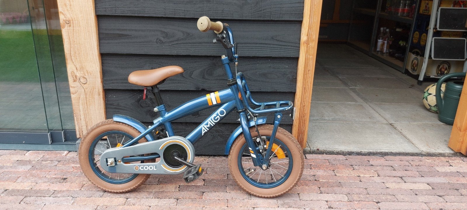 Blauwe Amigo kinderfiets, Ophalen, Terugtraprem, Zijwieltjes, Gebruikt