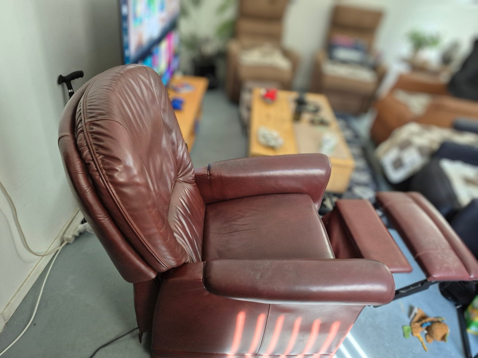 Leren relaxfauteuil met elektrische verstelling, Ophalen, Gebruikt, Klassiek, Comfort, 75 tot 100 cm