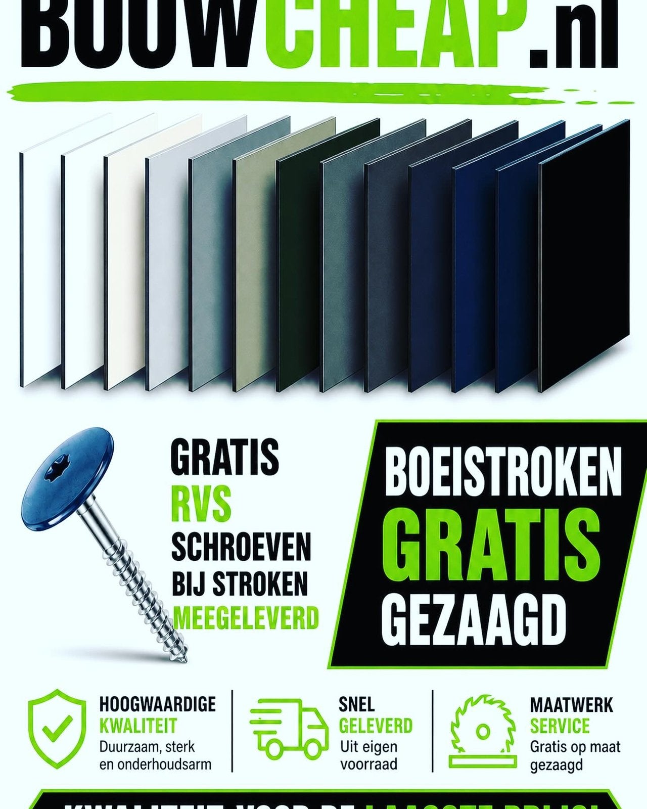 Gevelplaten HPL 6mm gratis in stroken gezaagd., Doe-het-zelf en Verbouw, Ophalen of Verzenden, Nieuw, Zwart, Kunststof