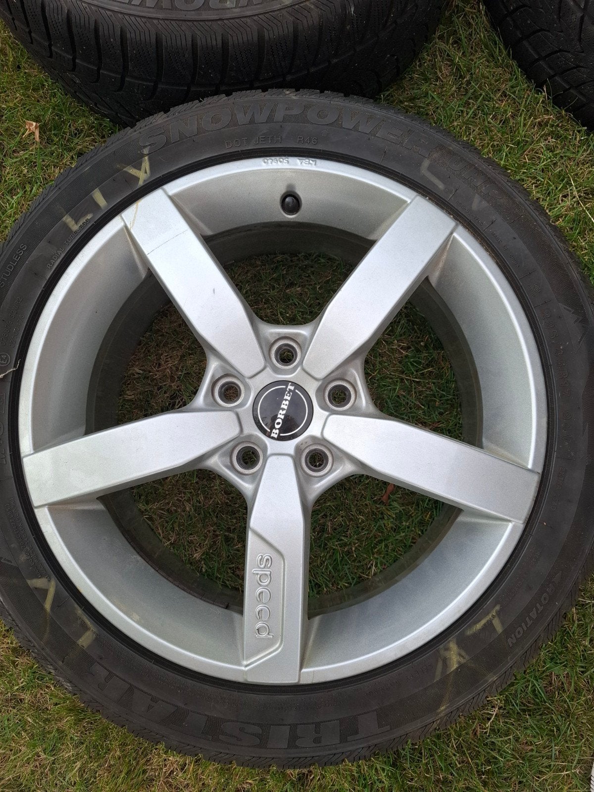Winterbanden met Borbet velgen-Tristar Snowpower Extra Load, Ophalen, 17 inch, Winterbanden, Banden en Velgen