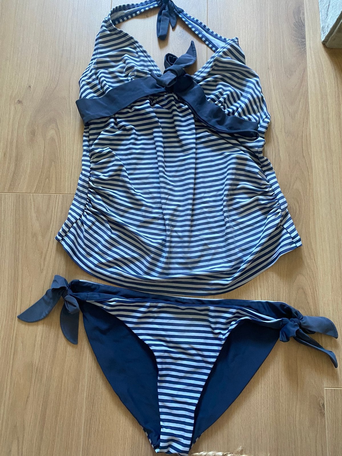 Als nieuw maat L 40 tweedelig badpak tankini blauw gestreept, Blauw, Maat 42/44 (L), Ophalen of Verzenden, Zo goed als nieuw