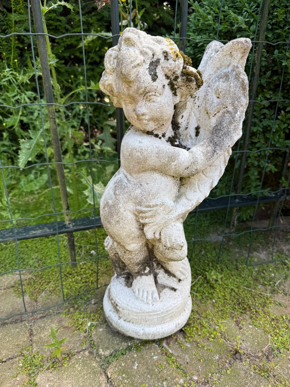 Tuinbeeld engel beton charmante brocante, Tuin en Terras, Tuinbeelden, Ophalen, Gebruikt, Beton, Engelenbeeld