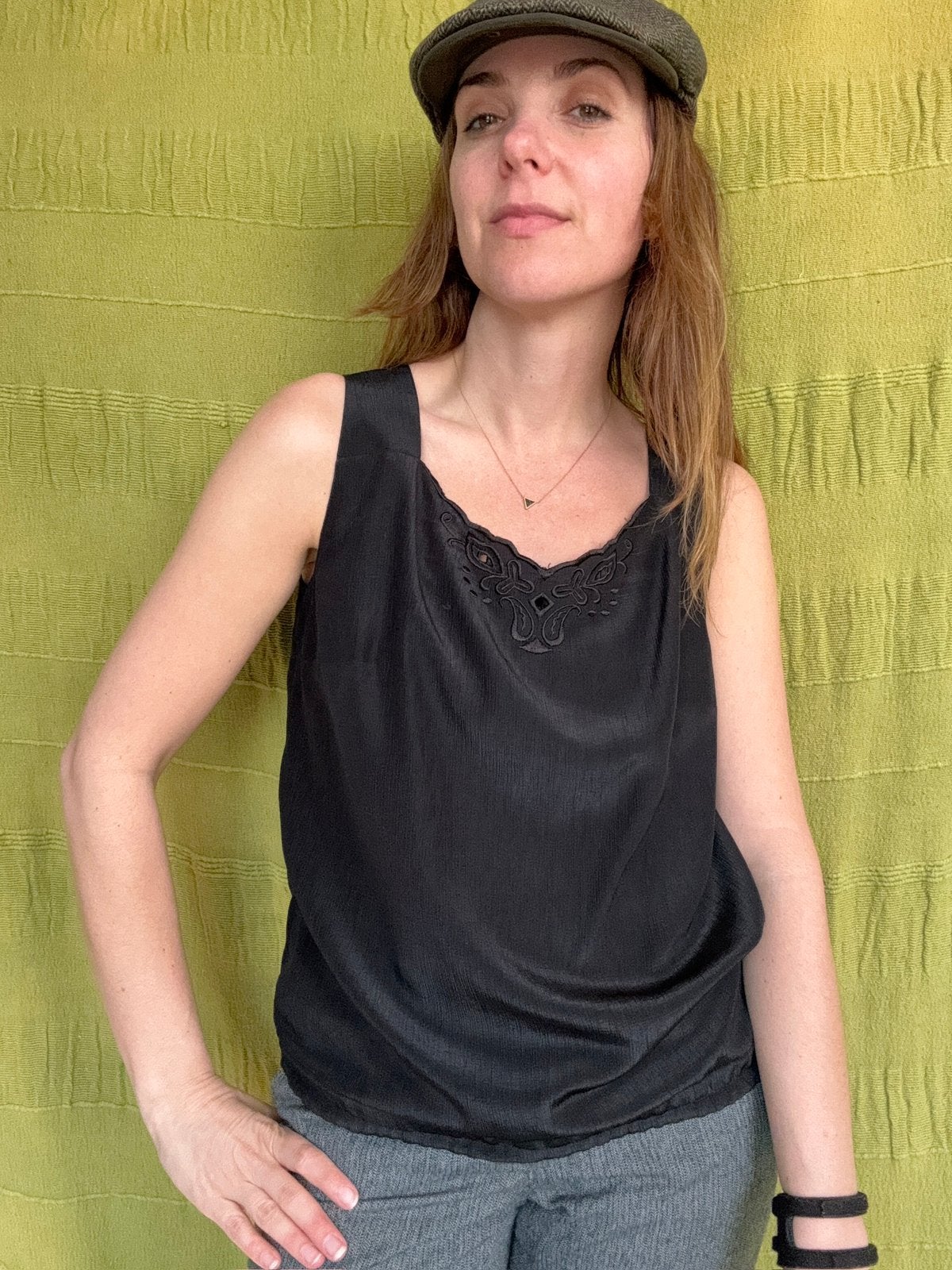 Vintage zwarte top / shirt - 38 / medium / M, Maat 38/40 (M), Hgv, Zwart, Hgv