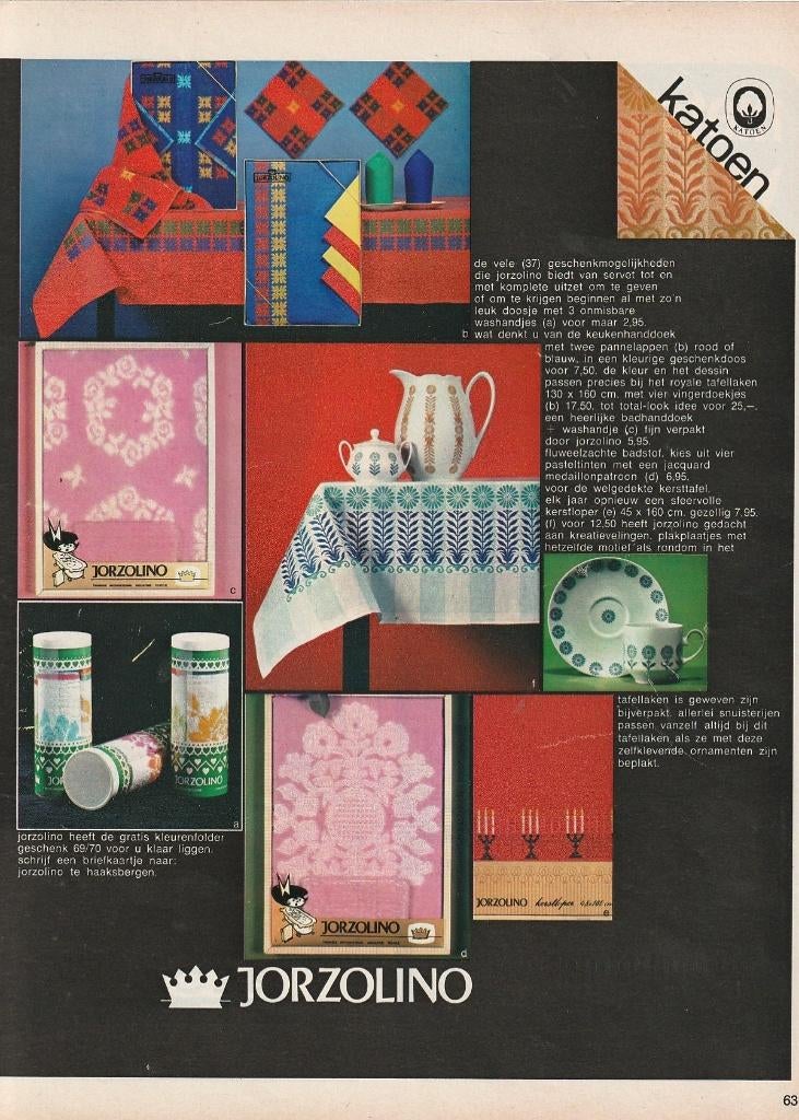 retro reclame 1969 Jorzolino handdoeken Haaksbergen, Verzamelen, Verzenden, Overige typen