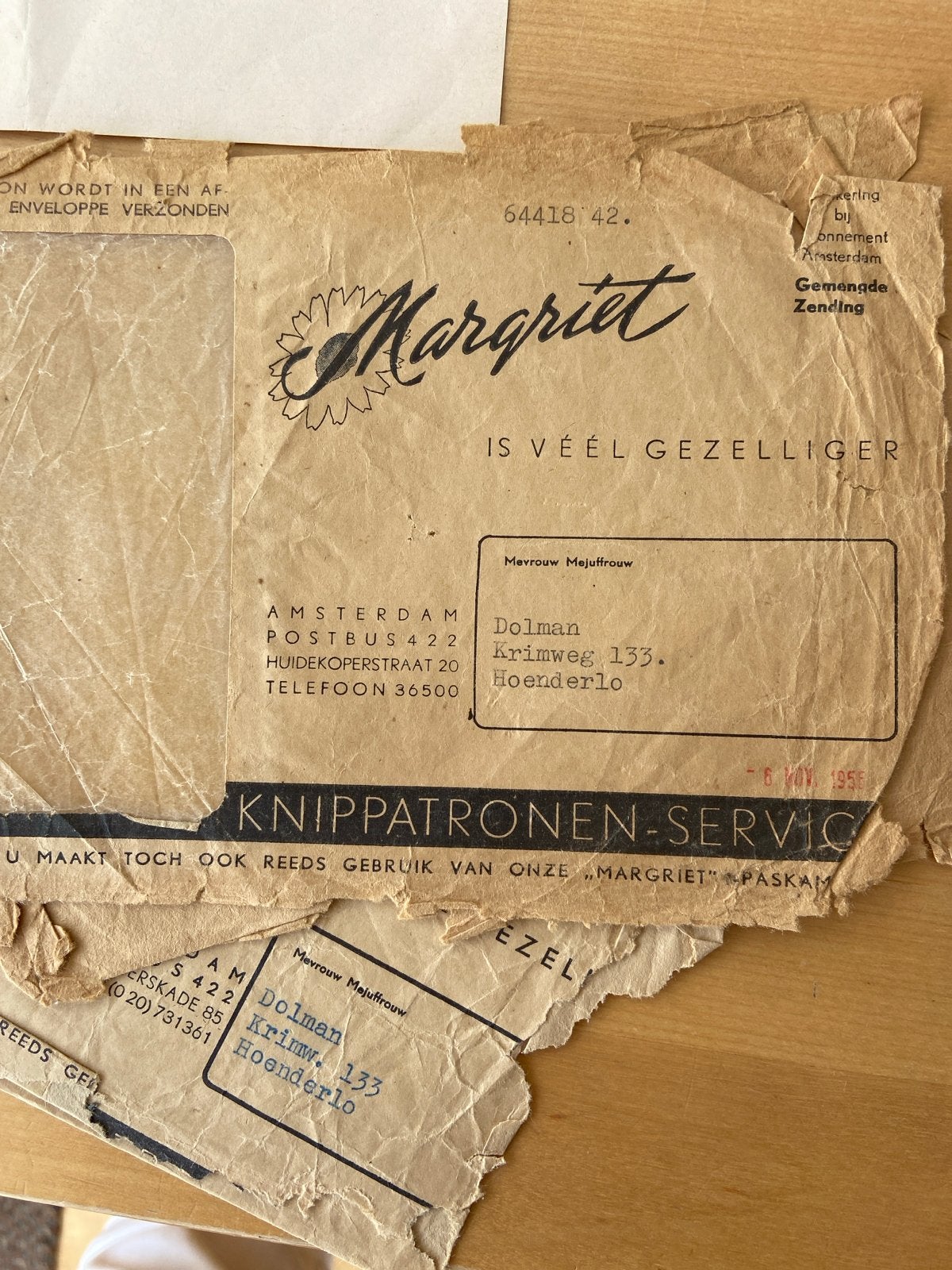 Vintage Margriet Knippatronen-Service Patroon uit 1958, Overige merken, Gebruikt, Vrouw, Ophalen of Verzenden
