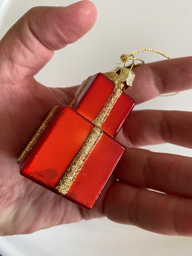 Vondels Kerst ornament Glas Rode kadootjes zgan, Diversen, Kerst, Ophalen of Verzenden, Zo goed als nieuw
