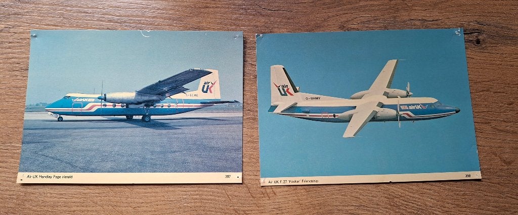 Vintage Air UK Vliegtuig Ansichtkaarten - Set van 2, Ophalen of Verzenden, Gebruikt, Kaart, Foto of Prent