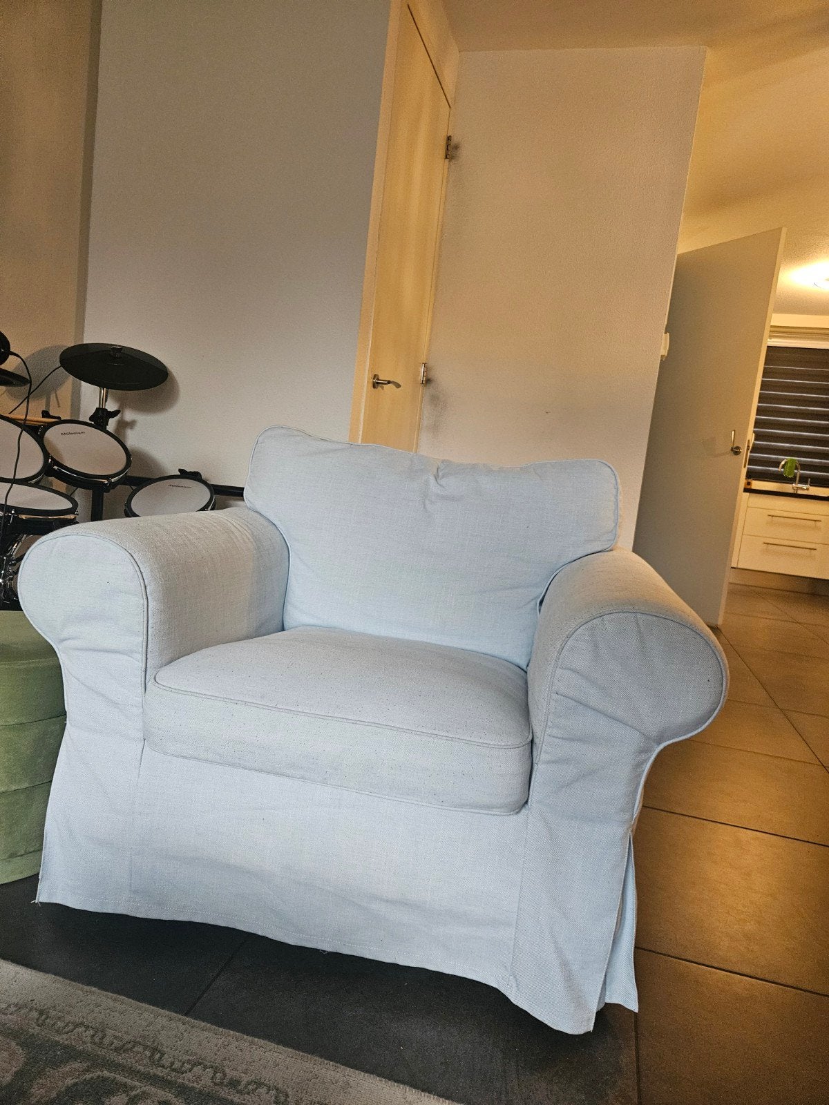 Ektorp stoel lichtblauw, Huis en Inrichting, Ophalen, Gebruikt, Overige kleuren, Comfortabel