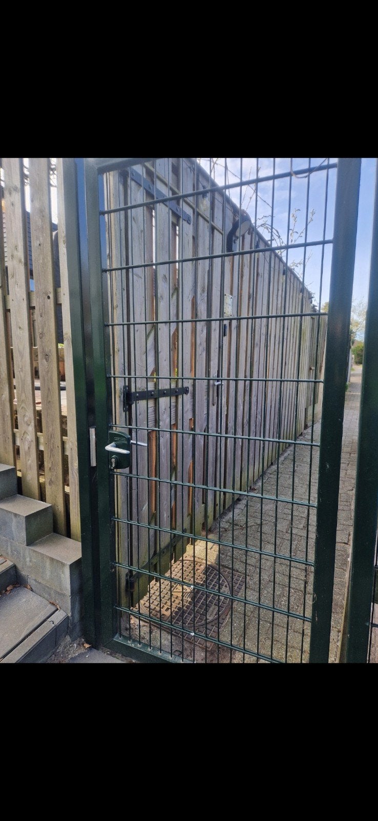 Tuinpoort dubbelstaaf hekwerk met sleutels, Ophalen, IJzer, Tuinhek