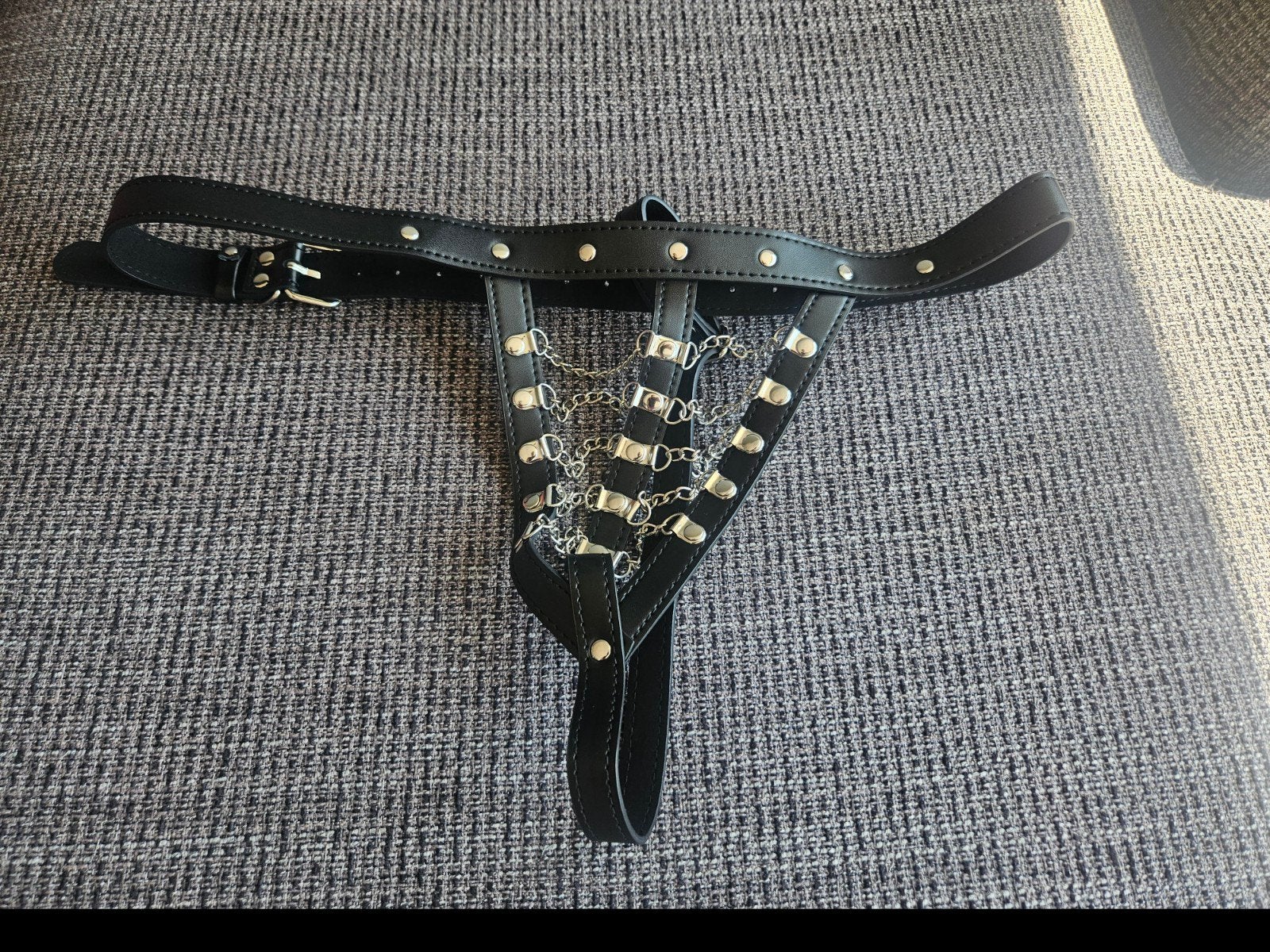Nieuwe Heren Fetish StringHarnas Zwart met Zilveren Kettinge, Kleding | Heren, Ondergoed, Verzenden, Zwart, Overige typen