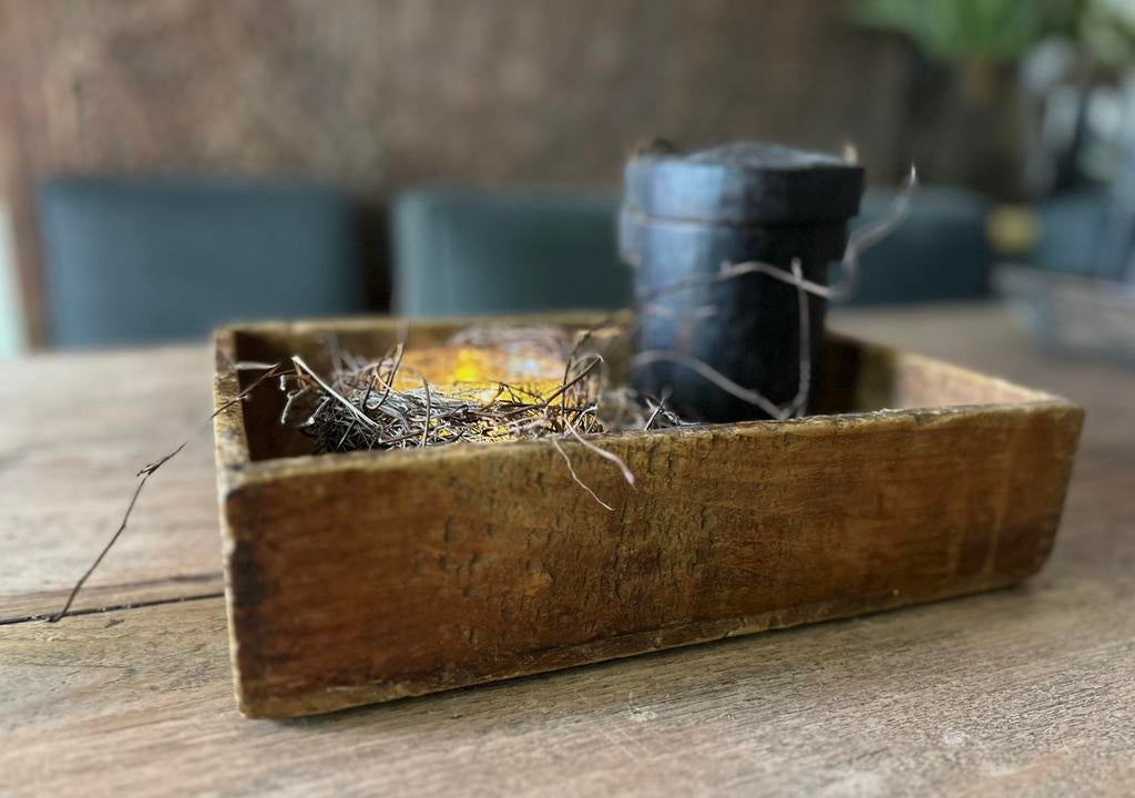 Oud houten bakje kistje sober sleets landelijk imperfect, Ophalen of Verzenden