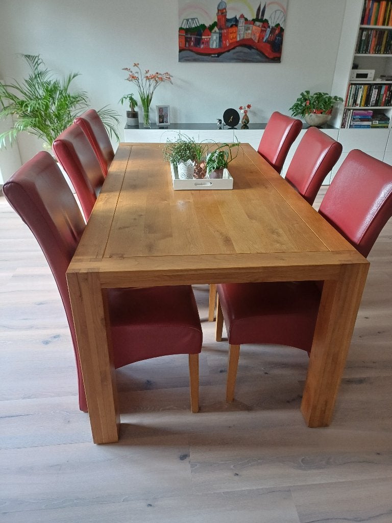 eikenhouten tafel met 6 stoelen, Ophalen, Gebruikt, Eikenhout, Eikenhout