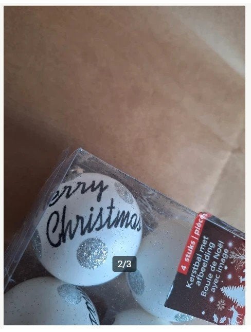 Witte kerstballen merry christmas h, Evora, Onbekend, Nieuw, Ophalen of Verzenden