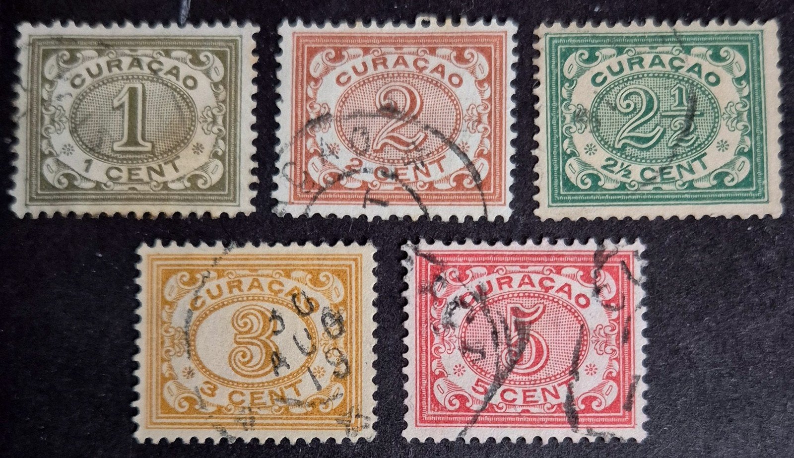 NVPH 29-33 Cijfer.  Curaçao., Ophalen of Verzenden, Gestempeld