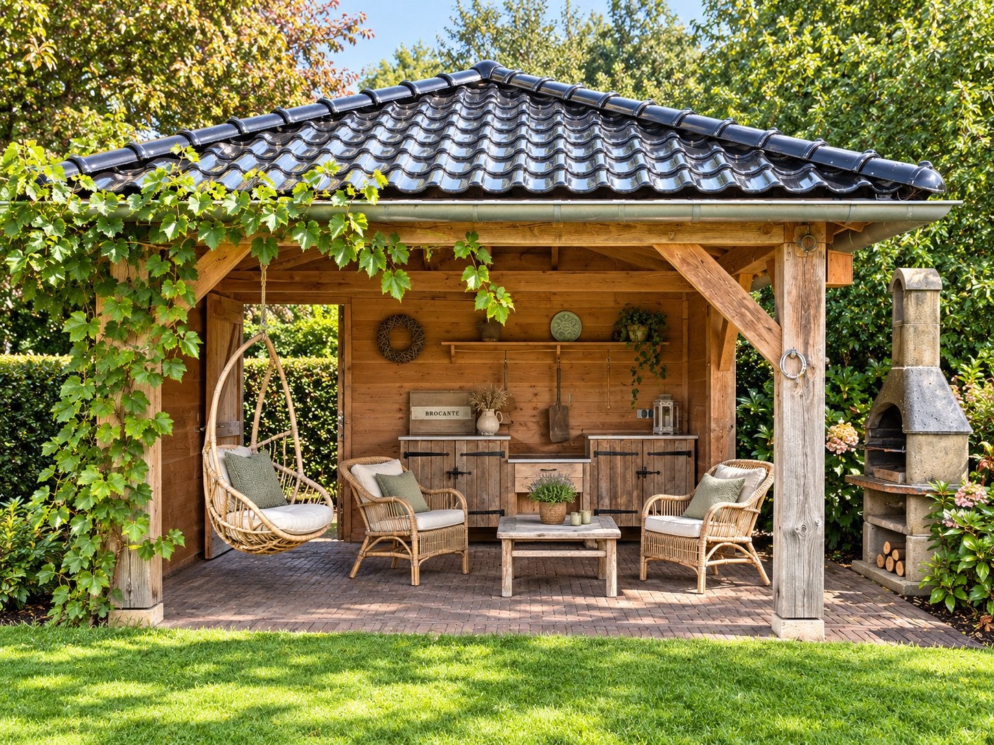 Robuust tuinhuis / overkapping 5,2x5,8 m + berging & keuken, Tuin en Terras, Ophalen, Gebruikt, Veranda