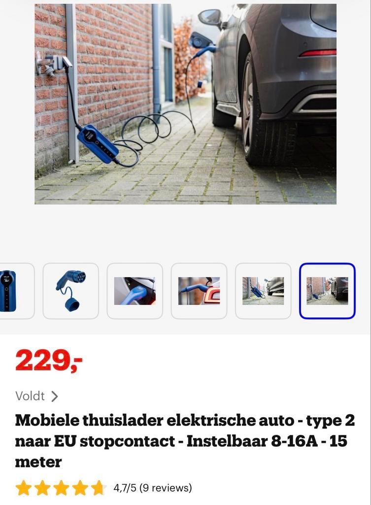 Mobiele thuislader 15 meter, Auto-onderdelen, Ophalen of Verzenden, Gebruikt, Overige automerken