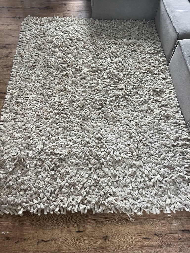 Hoogpolig Vloerkleed Wit/Beige Wol Dutch Carpets, Ophalen, Beige, 150 tot 200 cm, 200 cm of meer