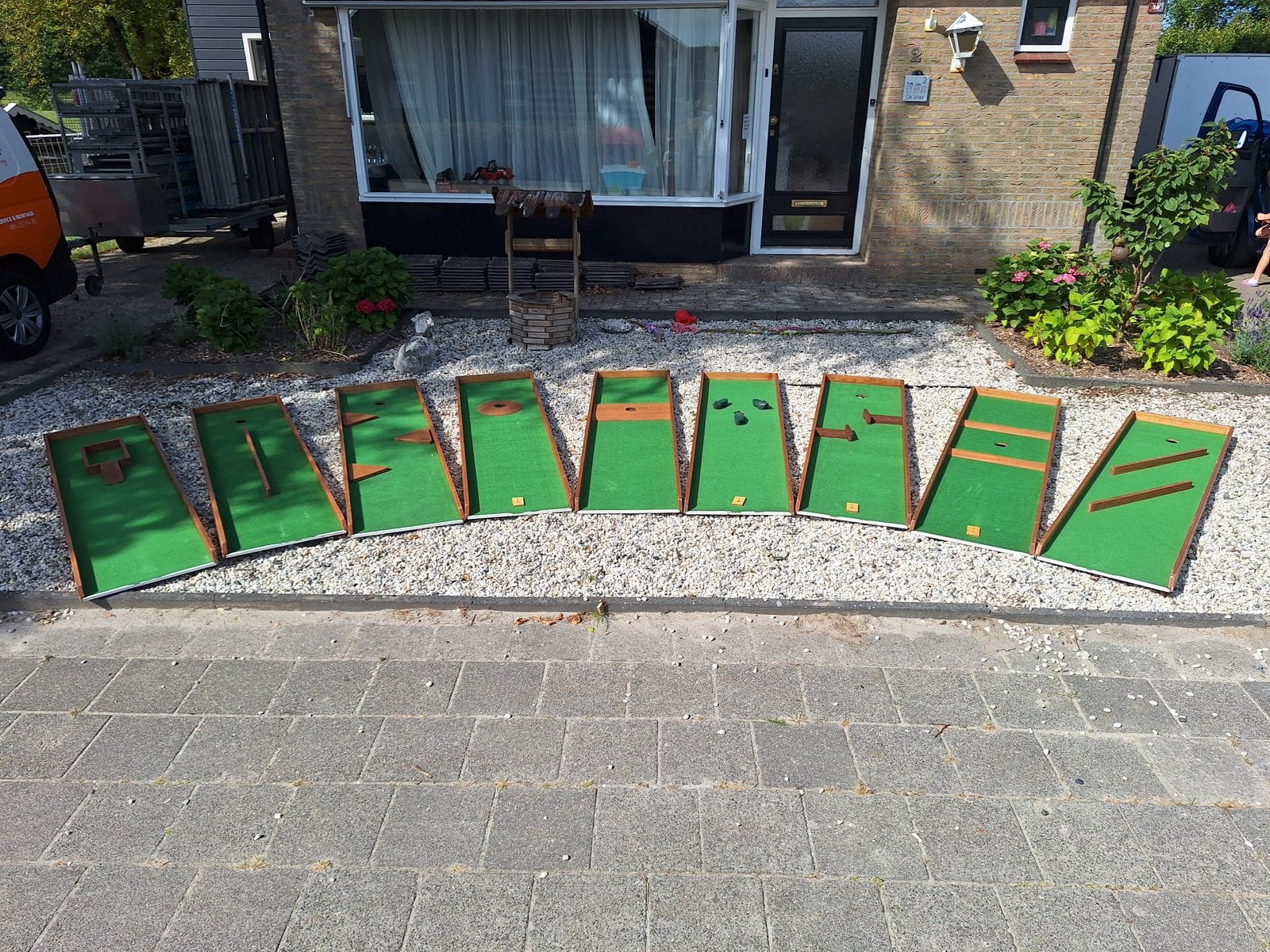 Te koop: midgetgolf en biljart set, Ophalen, Zo goed als nieuw, Overige