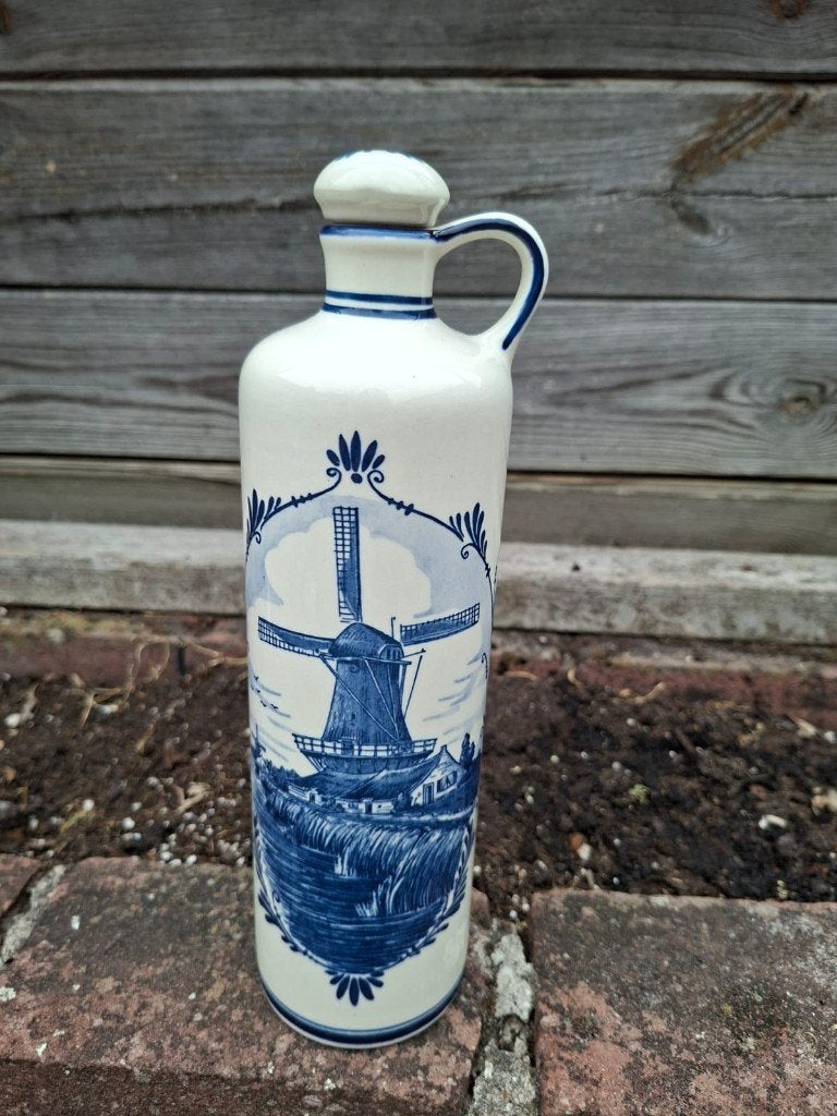 Vintage Bols Delfts Blauw keramische jeneverfles(Delft Blue), Ophalen, Zo goed als nieuw