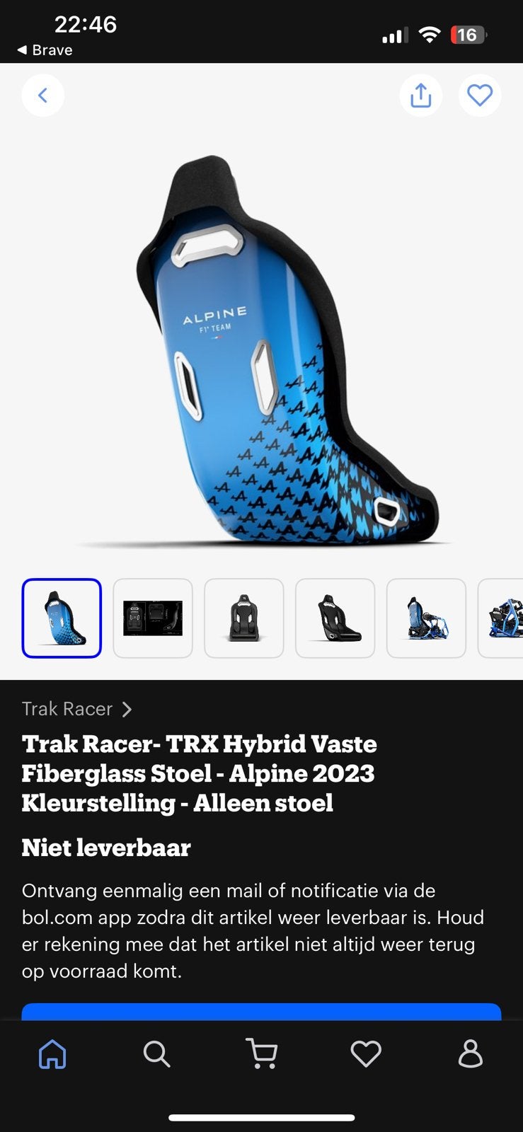 Trakracer TRX alpine hybride kuipstoel , simracing seat, Computers en Software, Ophalen