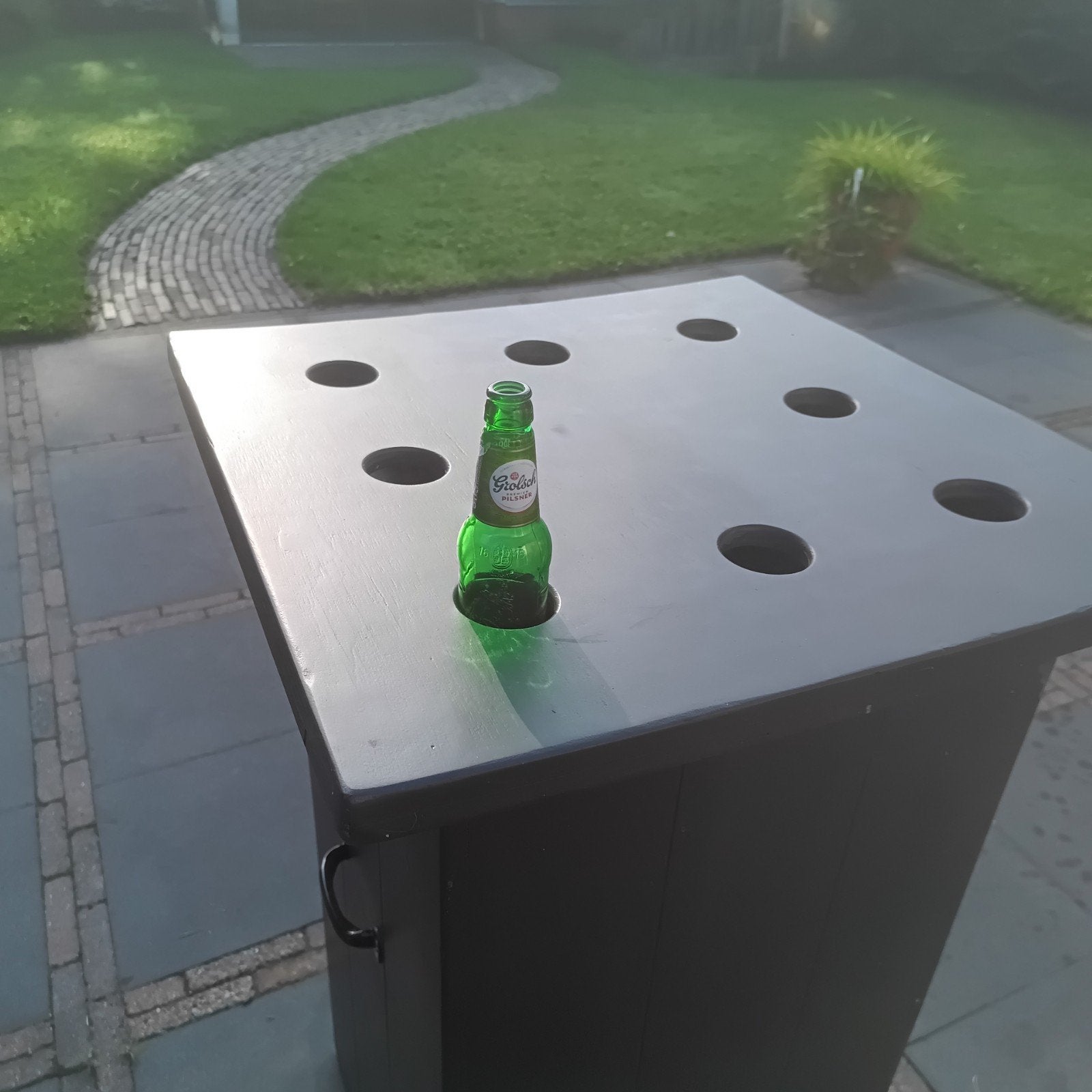 statafel bar mancave hout RVS, Ophalen, Zo goed als nieuw