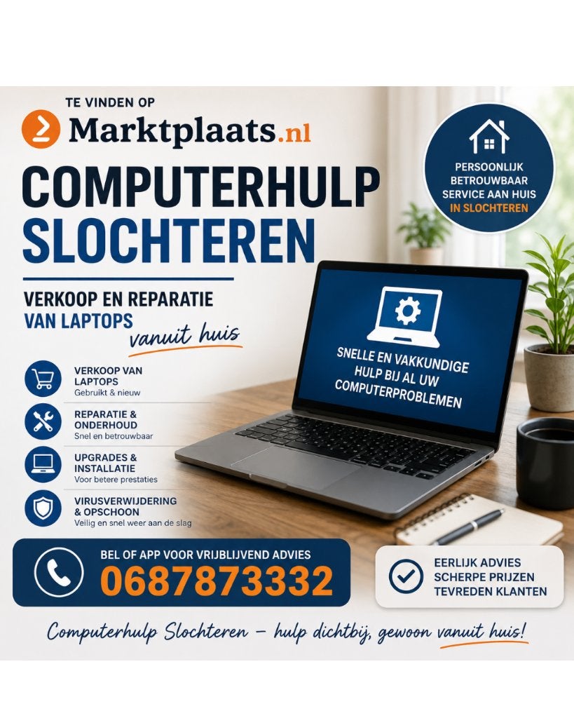 Computerhulp Slochteren - verkoop en reparatie aan huis, Ophalen of Verzenden, Nieuw, 14 inch