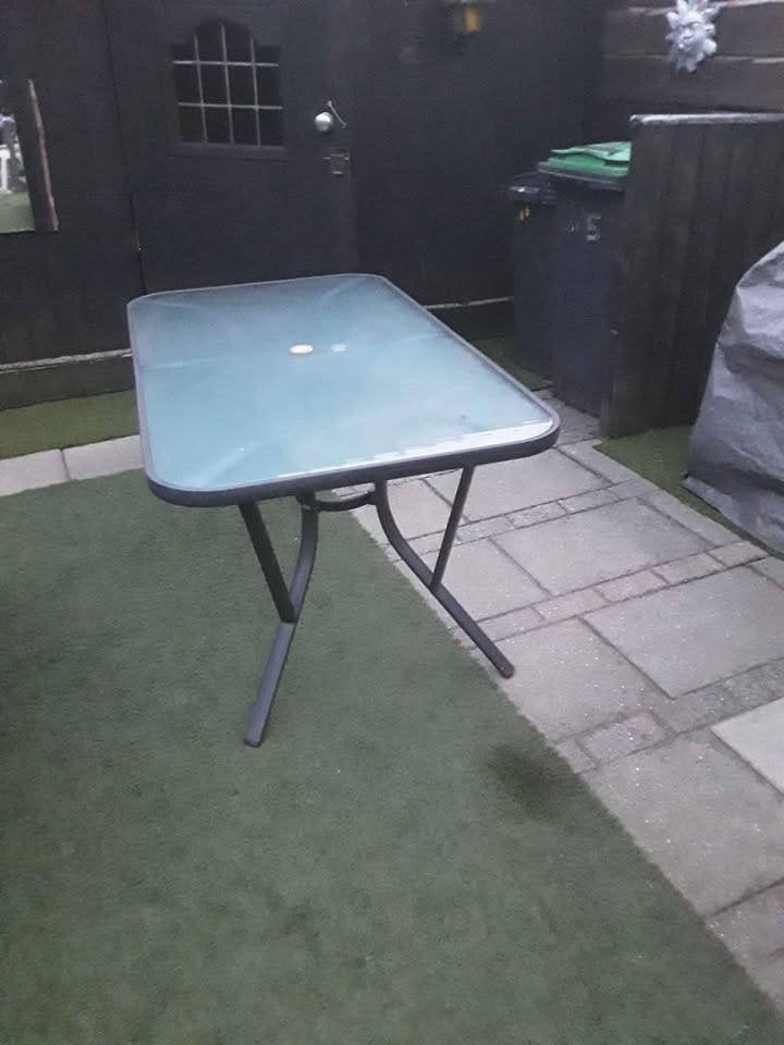 Glazen tuintafel, Tuin en Terras, Tuintafels, Ophalen, Rechthoekig