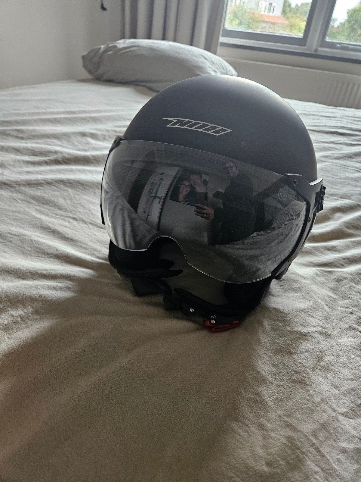 Zwarte scooterhelm met vizier - Maat XS, Ophalen, Gebruikt, Extra small of kleiner, NOX