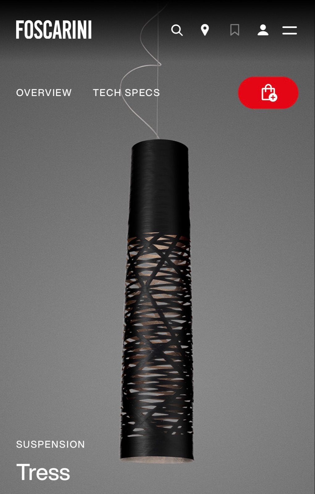 Foscarini Tress Hanglamp - Zwart Design, Ophalen, Zo goed als nieuw, Overige materialen, 75 cm of meer