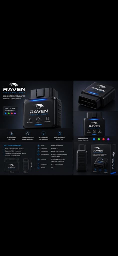 OBD Raven Diagnostische Adapter Bluetooth 5.1, Ophalen of Verzenden, Nieuw