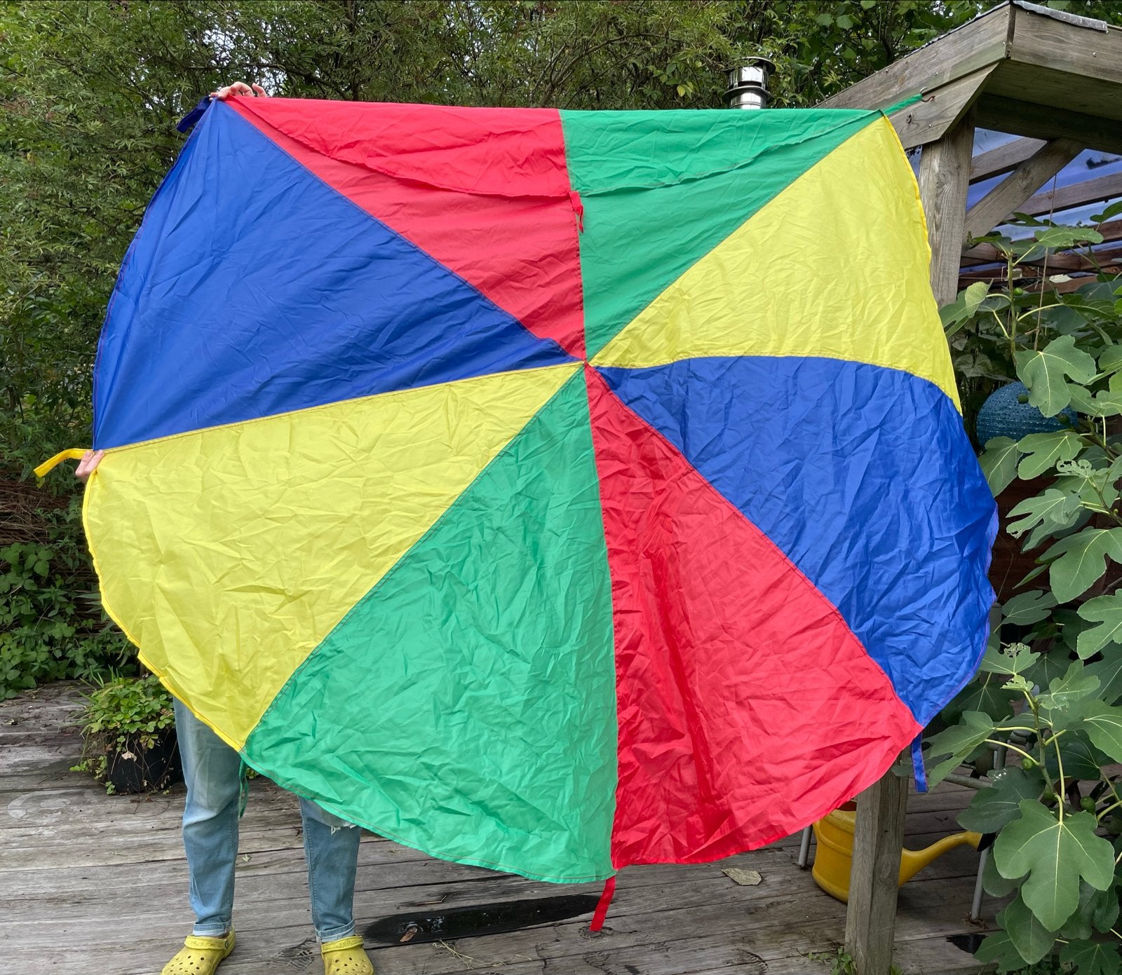 Regenboog Speelparachute 1,95 - met Opbergzak, Ophalen of Verzenden, Gebruikt