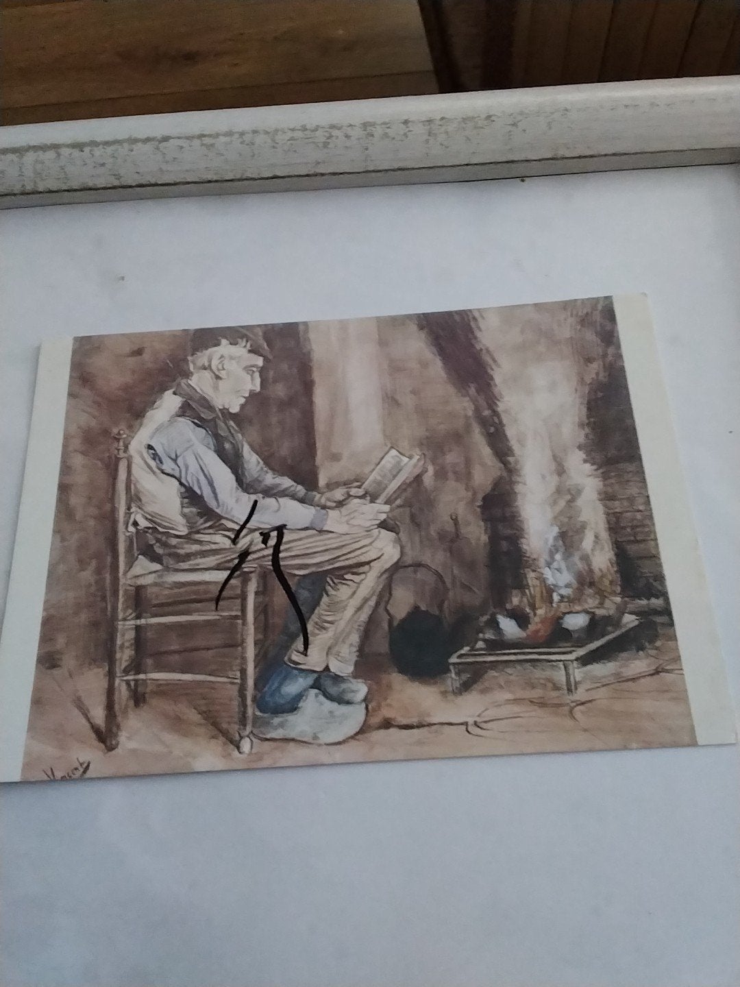 Ansichtkaart Vincent van Gogh - Man leest bij het vuur, Ophalen of Verzenden, 1980 tot heden