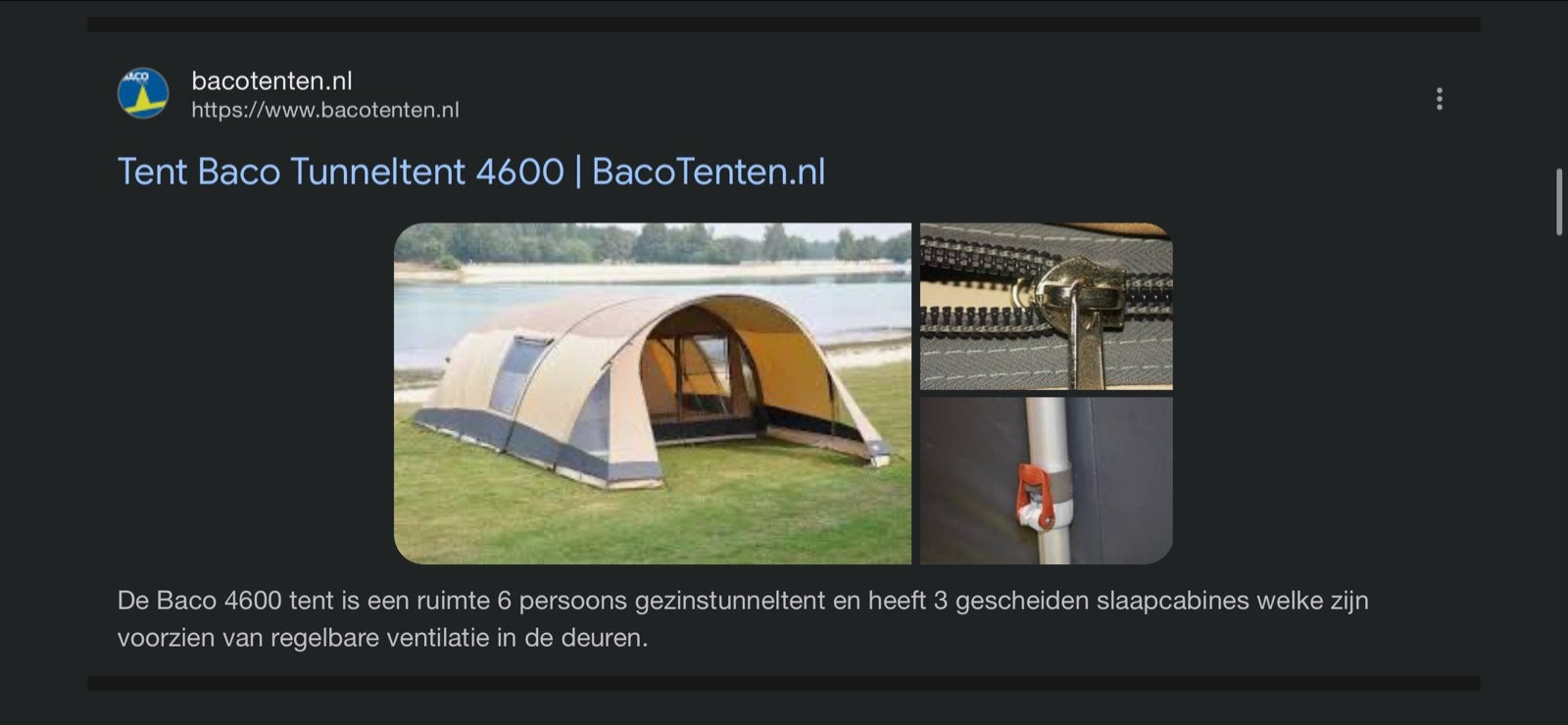 Baco Tunneltent 4600 nieuw model - Ruime gezinstent, Ophalen of Verzenden, Gebruikt, Tot en met 6