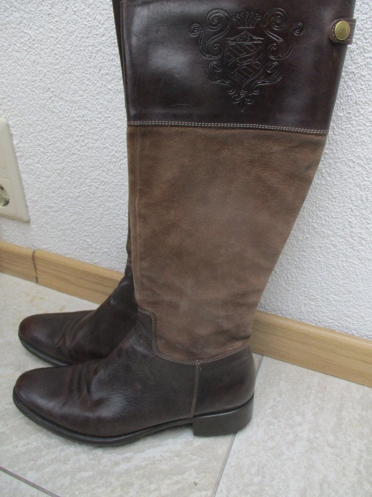 Tremp hoge bruine leren laarzen maat 37 - leer, Kleding | Dames, Hoge laarzen, Bruin, Tremp, Ophalen of Verzenden