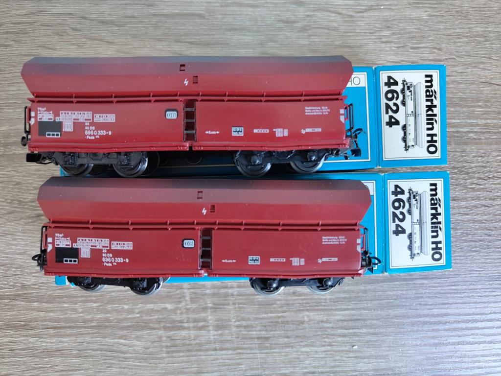 Märklin 4624 DB Ertswagens/zelflossers 2x, Hobby en Vrije tijd, Modeltreinen | H0, Ophalen of Verzenden, Wisselstroom, Wagon, Märklin