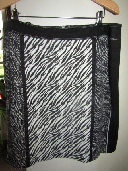 F036 GELCO mt 48 rok zwart wit animal print zebra jersey, Verzenden, Gelco, Zwart, Maat 46/48 (XL) of groter