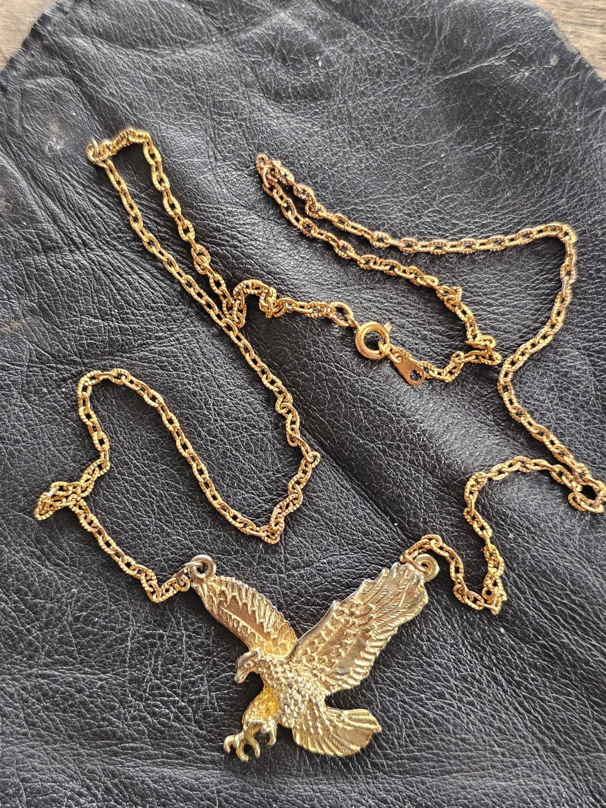 Fraaie ketting met adelaar hanger, waarschijnlijk verguld, Gebruikt, Ophalen of Verzenden, Goud, Overige materialen