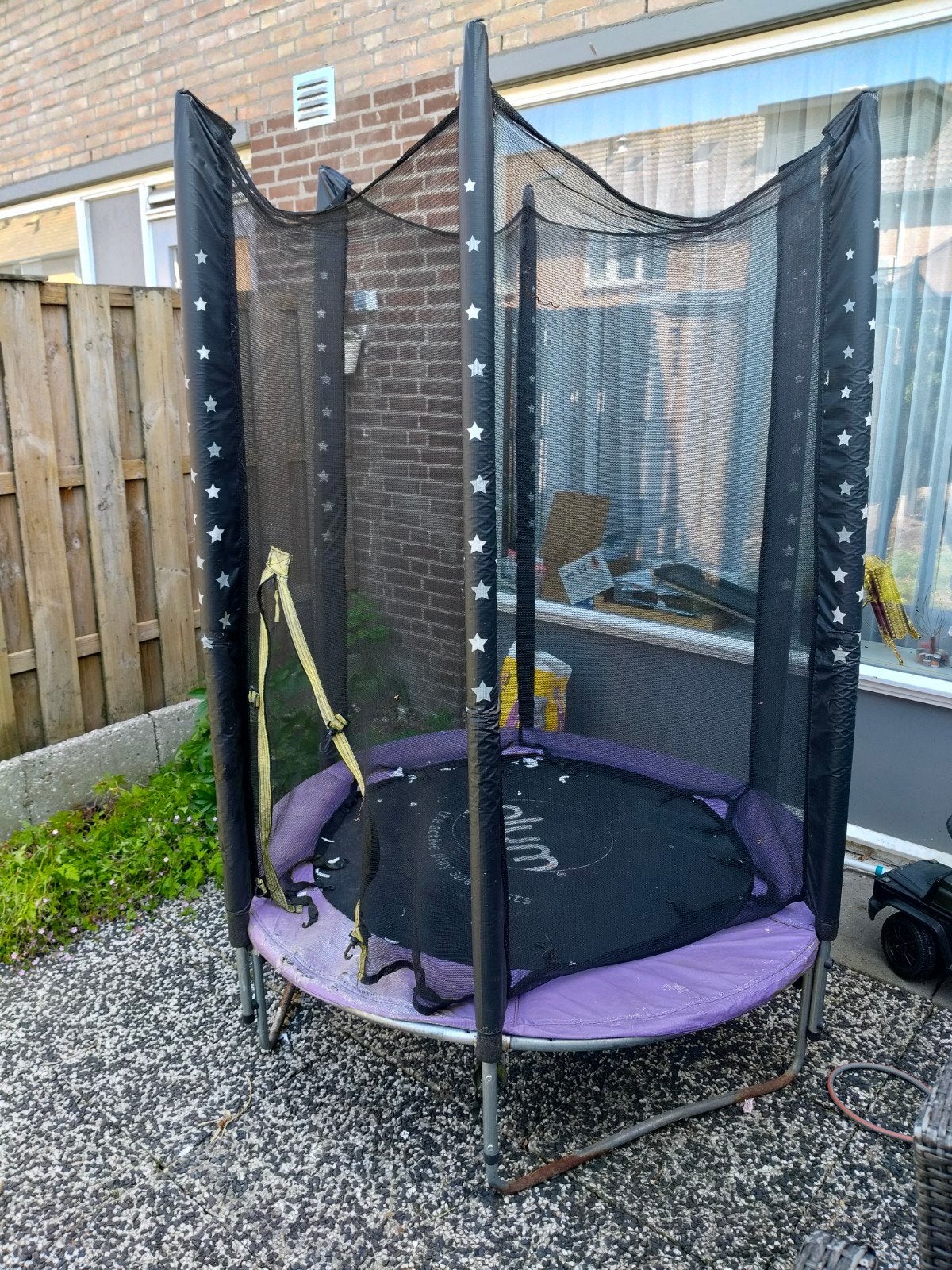 Trampoline met veiligheidsnet - paars en zwart, Ophalen of Verzenden, Gebruikt