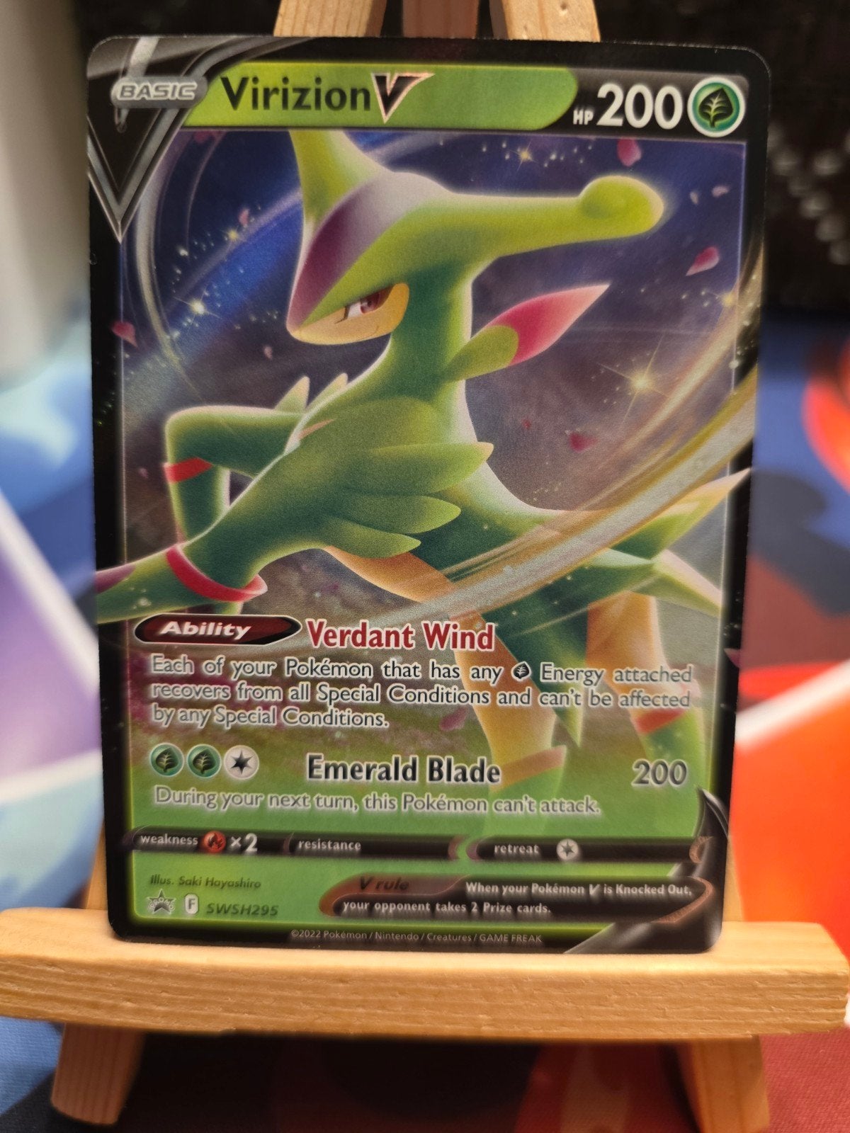Pokemom Promo Virizion V SwSh295, Ophalen of Verzenden, Nieuw, Losse kaart, Foil