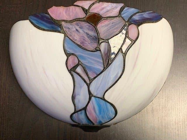 Tiffany Stijl Wandlamp - Handgemaakt Glas, 20 cm, E14 (klein), Ophalen of Verzenden, Zo goed als nieuw