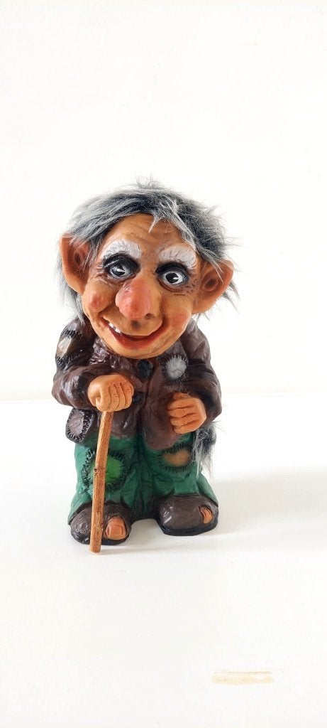 Zeldzame Vintage Erling Krage Noorse Trollenpop  pop– 22 cm, Eu, Eu, Ophalen of Verzenden, Zo goed als nieuw