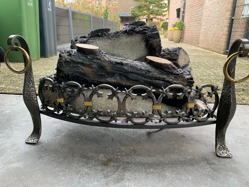 Sfeervolle Gelhaard met decoratief hout, Ophalen of Verzenden, Gebruikt, Vrijstaande haard, Gelhaard