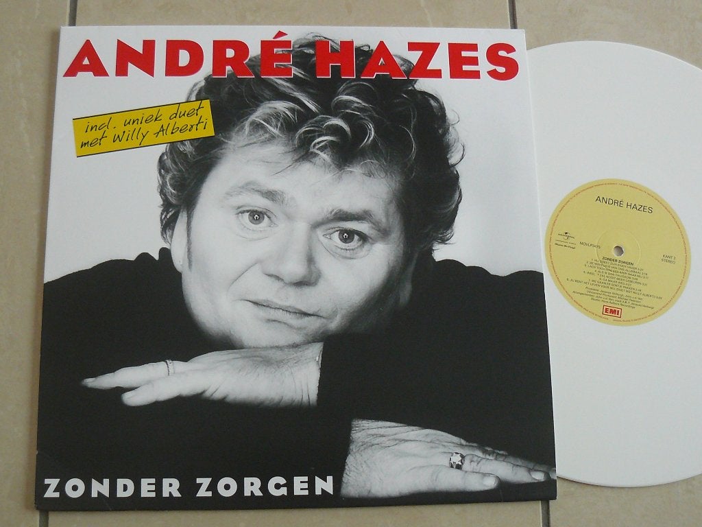 wit gekleurde LP Andre Hazes - Zonder zorgen, Cd's en Dvd's, Vinyl | Nederlandstalig, Verzenden, Zo goed als nieuw, 12 inch, Levenslied of Smartlap
