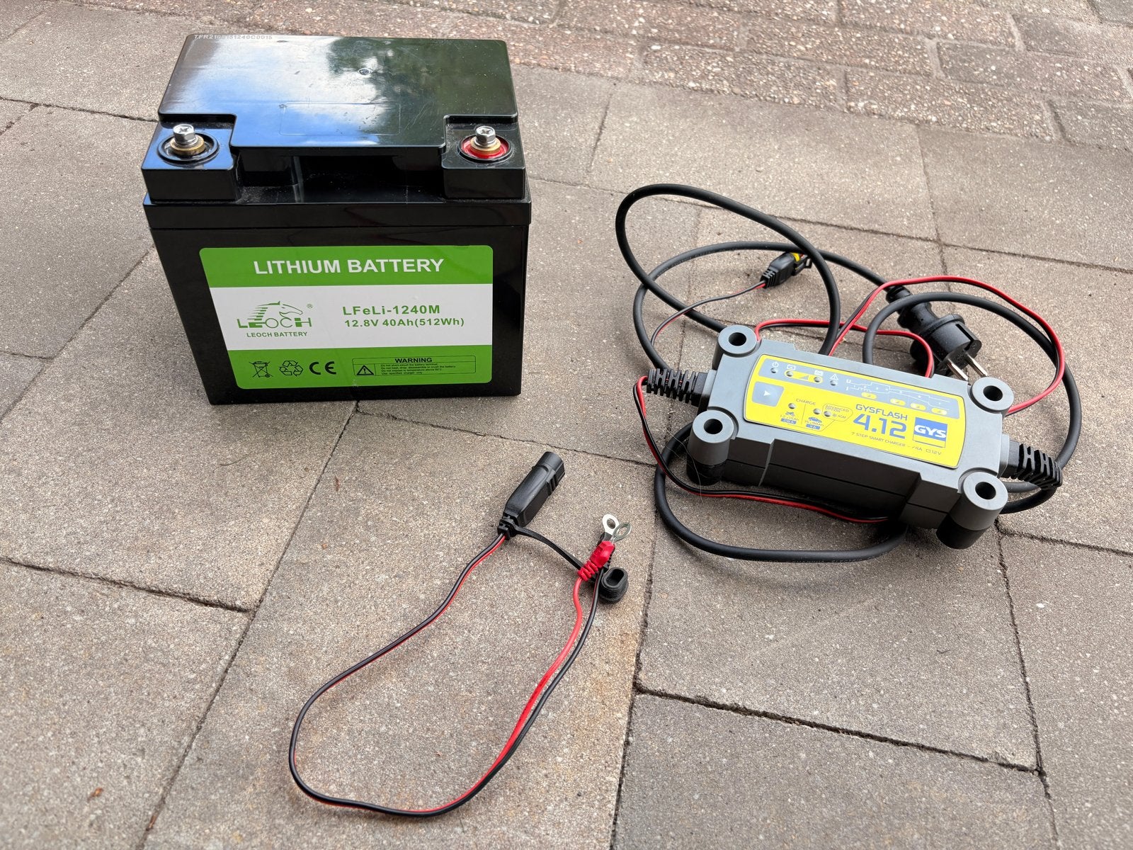 Lithium Accu 12.8V 40Ah (512Wh) met GYSFLASH 4.12 Lader, Ophalen, Nieuw, Smart