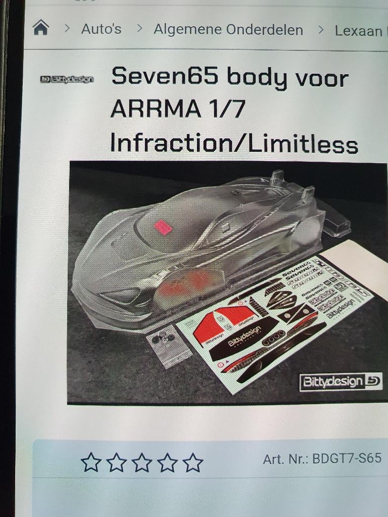 Limmetless body Seven65, Ophalen of Verzenden, Nieuw, 1:5 t/m 1:8, Auto